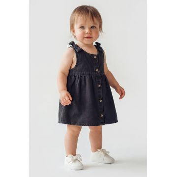 Rochie-camasa din denim - fara maneci - Gri antracit