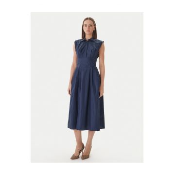Rochie casual fete -  bumbac - bleumarin - cu fermoar -