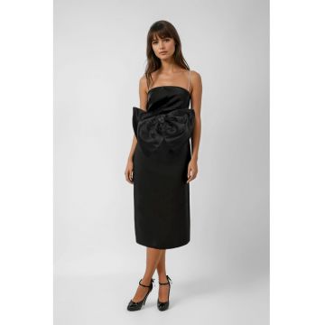 Rochie cu aplicatie funda supradimensionata - Negru