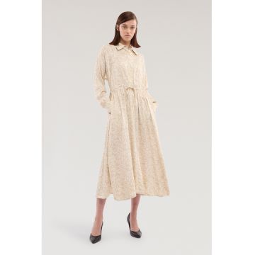 Rochie cu model logo si buzunare - Bej inchis/Bej sampanie