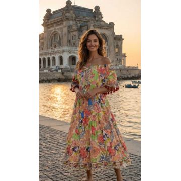 Rochie Dama Maxi Subtire cu ciucuri
