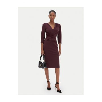 Rochie de cocktail dama  visiniu - din material elegant