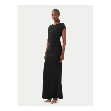 Rochie de seara -  neagra - poliester - maneca scurta -