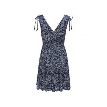 Rochie de vara -  bleumarin - casual - floral - 100% viscoza -