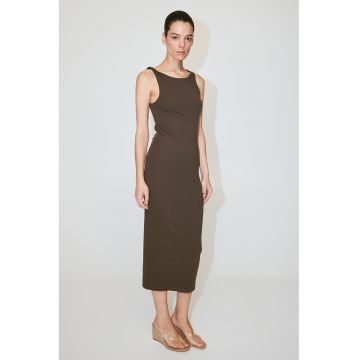 Rochie din amestec de bumbac cu bareta rasucita - Maro pamantiu -
