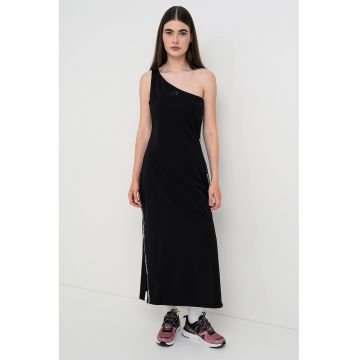Rochie din amestec de bumbac cu decolteu pe un umar - Negru