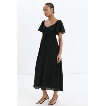 Rochie din amestec de lyocell cu maneci scurte - Negru