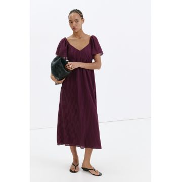 Rochie din amestec de lyocell cu maneci scurte - Violet pruna