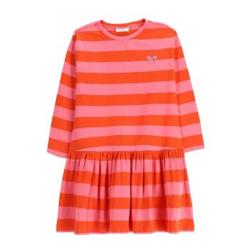 Rochie din bumbac cu imprimeu in dungi -