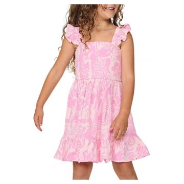 Rochie evazata cu bretele cu volanase