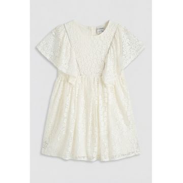 Rochie evazata cu dantela - Alb fildes