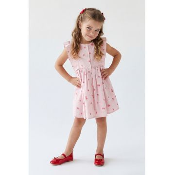 Rochie evazata cu imprimeu - Rosu/Roz deschis