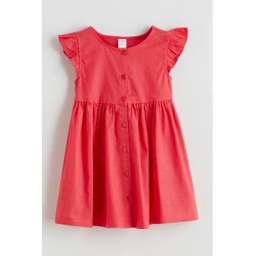 Rochie evazata cu maneci cu volane - Rosu vermillion