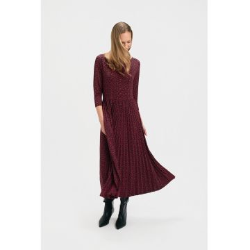 Rochie evazata cu model - Rosu/Negru