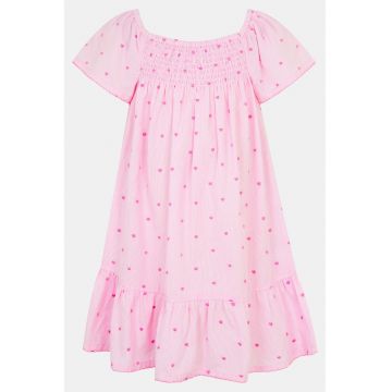Rochie evazata cu model - Roz pastel
