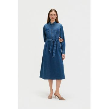 Rochie evazata din denim - Albastru inchis
