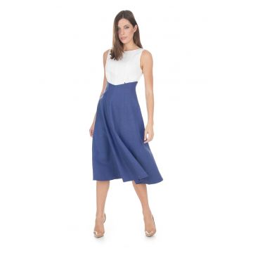 Rochie evazata fara maneci din amestec de in