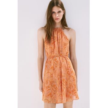 Rochie halter cu model paisley - Portocaliu dovleac