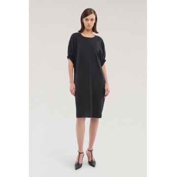 Rochie lejera din amestec de in si lyocell si buzunare - Negru stins