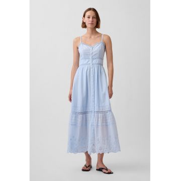 Rochie lunga cu bretele subtiri - Albastru pastel
