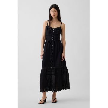 Rochie lunga cu bretele subtiri - Negru