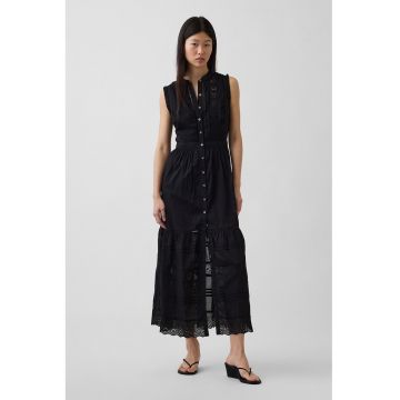 Rochie lunga din bumbac - Negru
