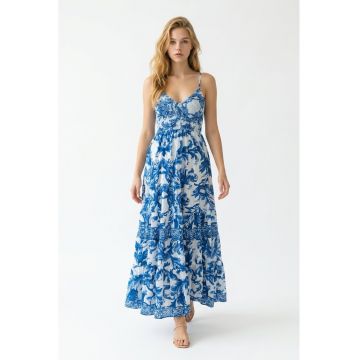 Rochie lunga din poplin imprimat 3