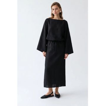 Rochie Maxi -  Casual - Negru - Poliester-Bumbac