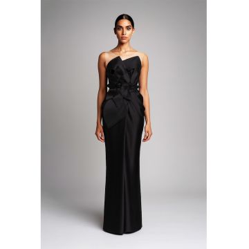 Rochie maxi cu aspect satinat - Negru