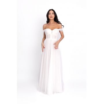 Rochie maxi cu tul - Alb optic