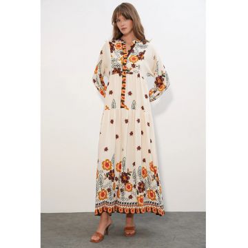 Rochie Maxi -  Etnic - Maneca lunga - Multicolor - 100% viscoza