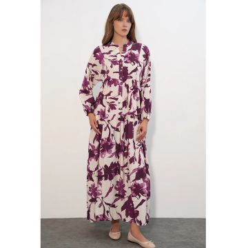 Rochie Maxi  Floral - Multicolor - Casual - Maneca lunga