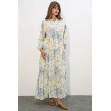 Rochie Maxi  Floral - Multicolor - Maneca lunga - 84% viscoza