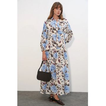 Rochie Maxi  Floral - Multicolor - Maneca lunga - Casual