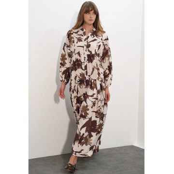 Rochie Maxi  Floral - Multicolor - Maneca lunga Lejer
