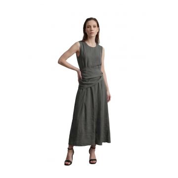 Rochie Midi -  A-Line - Verde masliniu - 100% lyocell