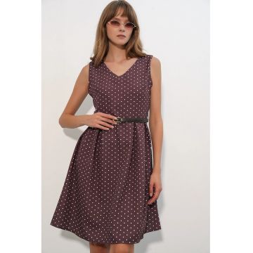 Rochie Midi -  buline - rosu burgundy - poliester-elastan
