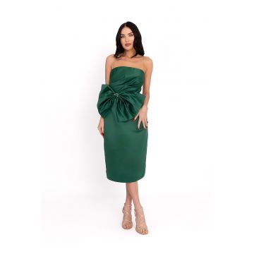 Rochie midi cu funda - Verde