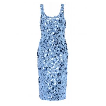 Rochie midi dama  poliester/elastan - albastru deschis -
