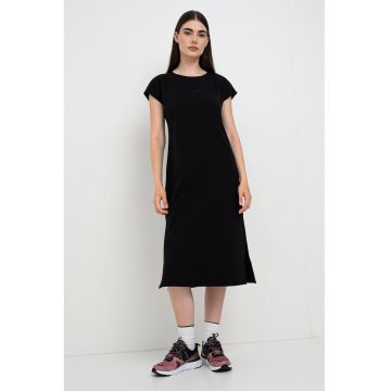 Rochie midi din amestec de bumbac cu croiala dreapta - Negru