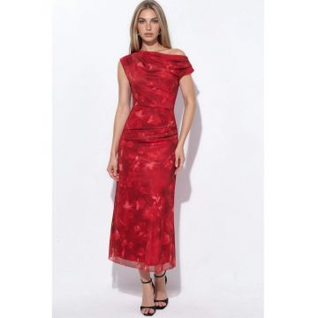Rochie Midi -  Eleganta - Florala - Rosie - Poliester-Elastan