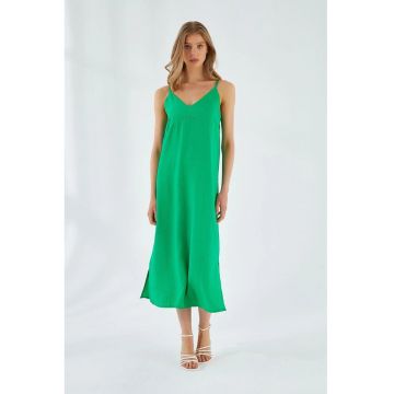 Rochie Midi -  Eleganta - Verde Smarald - Fara inchidere