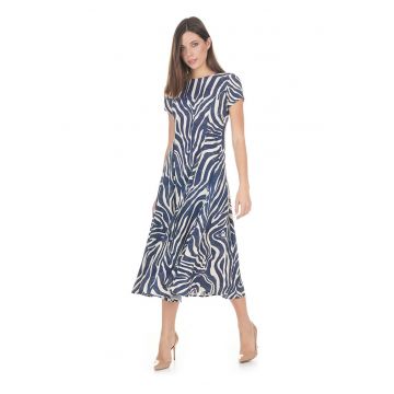 Rochie midi evazata cu imprimeu