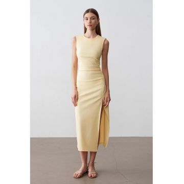 Rochie Midi -  Mulata - Fara Maneci - Galben Lamaie - Viscoza