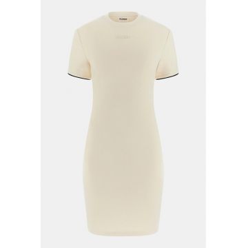 Rochie mini cu decolteu la baza gatului pentru fitness - Alb fildes