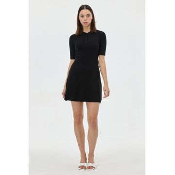 Rochie polo tricotata - Negru