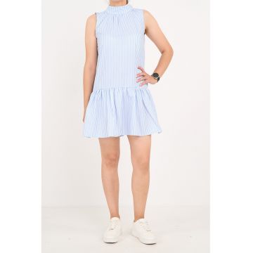 Rochie scurta cu dungi - Alb/Albastru deschis