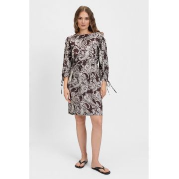 Rochie scurta cu model paisley - Alb/Maro inchis
