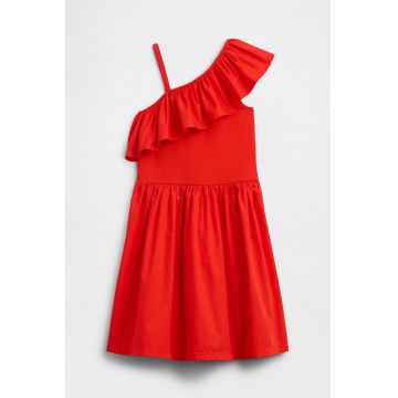 Rochie scurta cu volane - Rosu vermillion