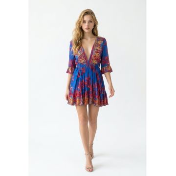 Rochie scurta din bumbac imprimat 10
